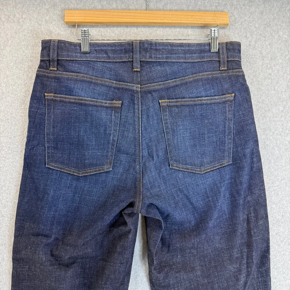 Eileen Fisher Size 8‎ Dark Wash Crop Jeans Denim Rolled Hem Straight High Rise